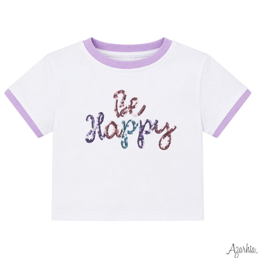 Azarhia Sequin Be Happy Tee