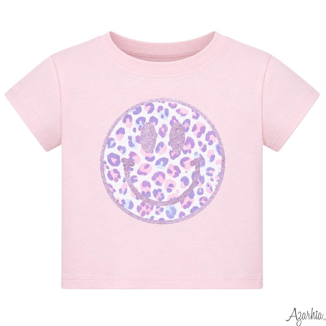Azarhia Glitter Leopard Love Smiley Tee