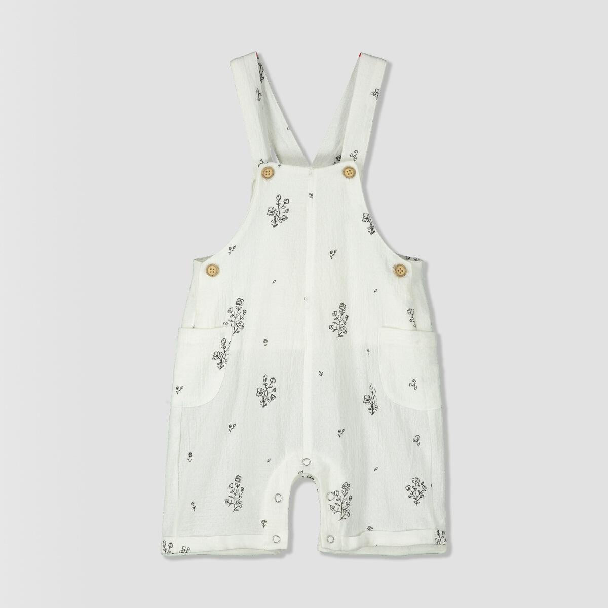 TRISTAN WOVEN OVERALLS IVORY FLOWERS