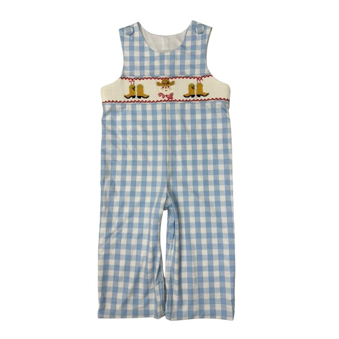 Delaney Blue Gingham Smocked Cowboy Jon Jon