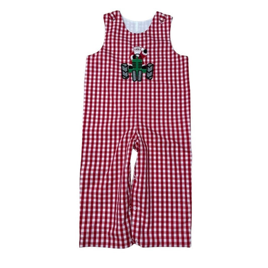 Delaney Red Knit Check Jon Jon Santa Applique
