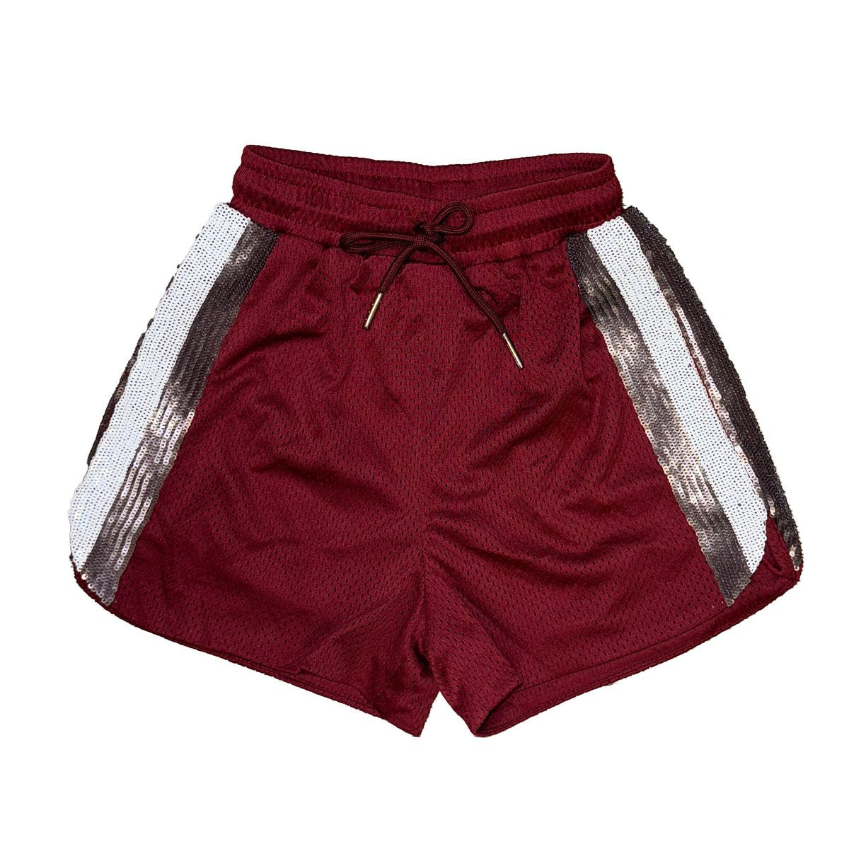 Belle Cher Maroon and Silver Sequin Shorts