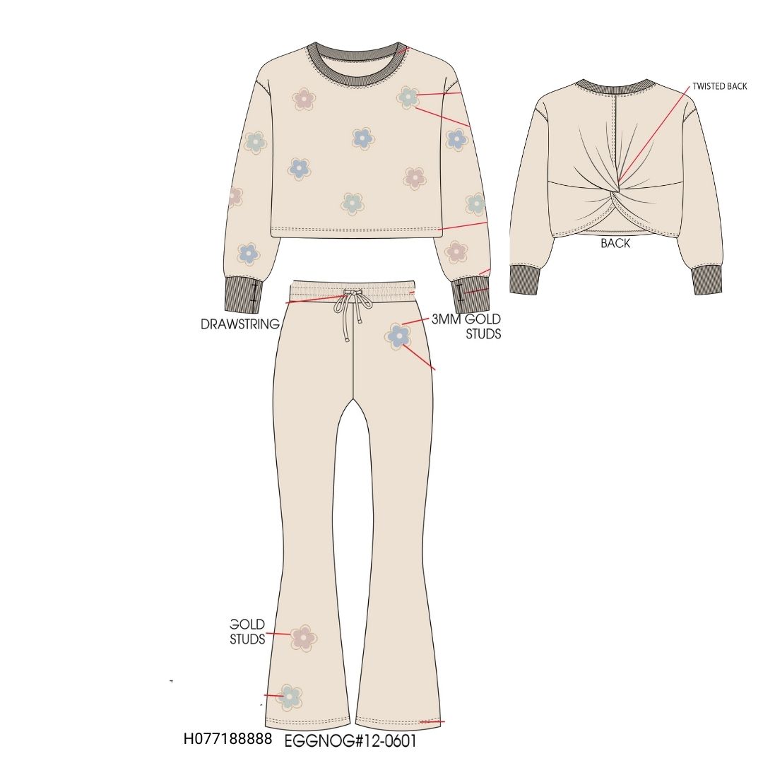 Paper Flower Rhinestone Flowers Sweatsuit