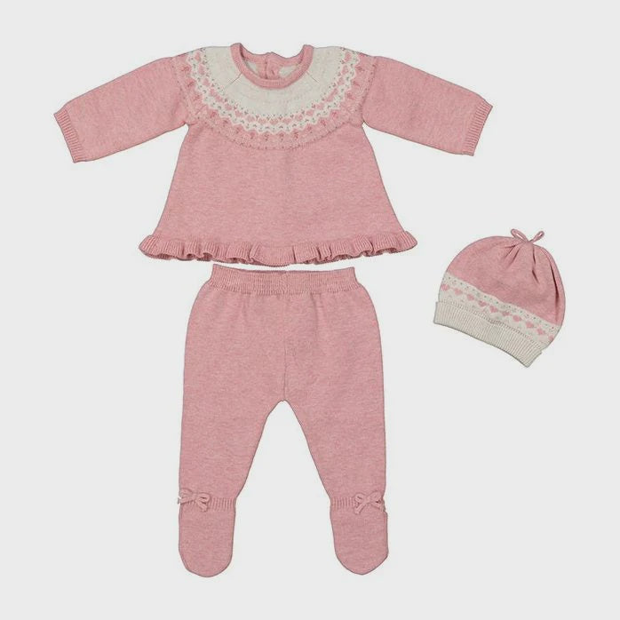 Mayoral 3 pc Newborn Sweater Set - Pink