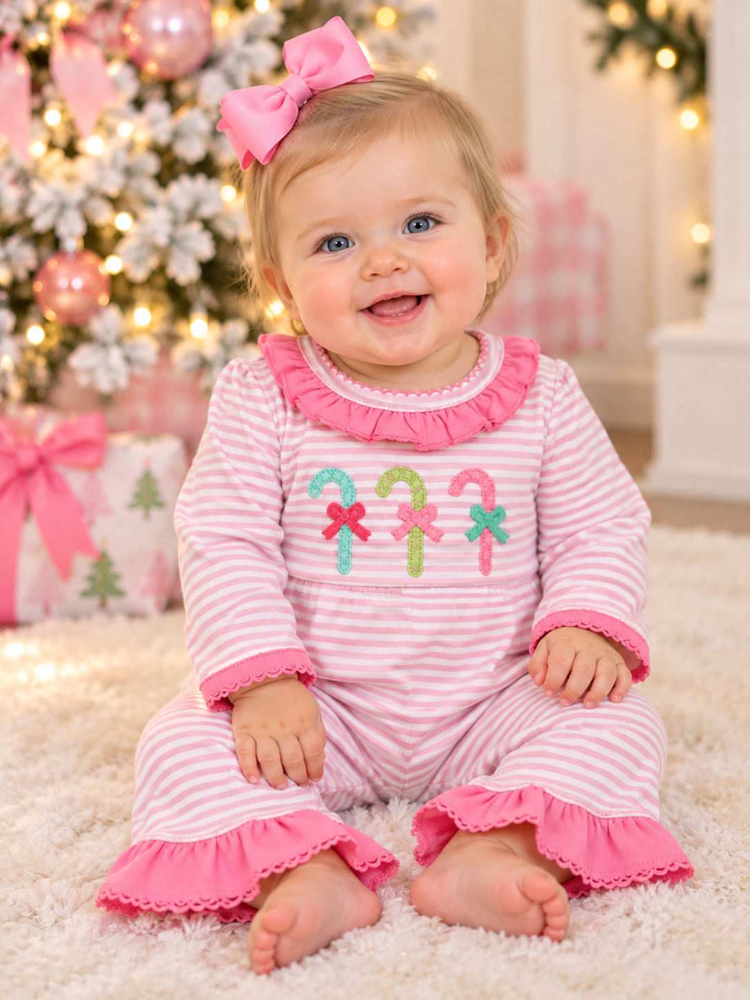 Squiggles Pastel Candy Canes Coverall