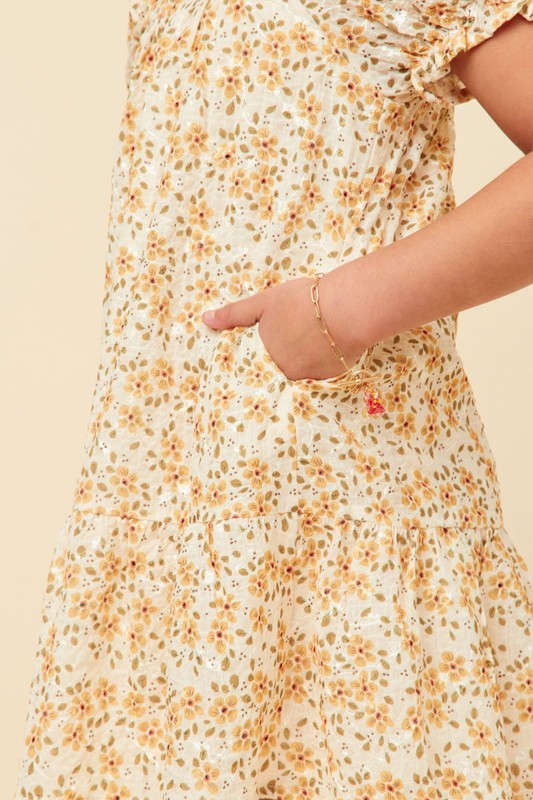 Hayden Textured Antique Floral Ruffled Mini Dress