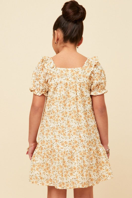 Hayden Textured Antique Floral Ruffled Mini Dress