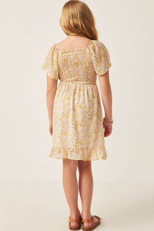 Hayden Girls Floral Smocked Yellow Dress