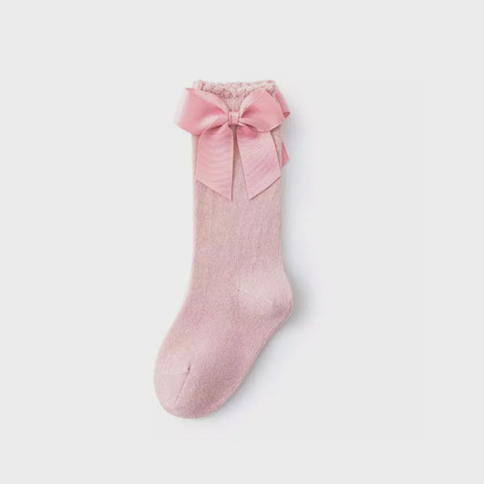 Be Girl Bow Happy Knee Socks Light Pink