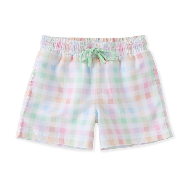 Swoon Baby Pastel Gingham Swim Trunks