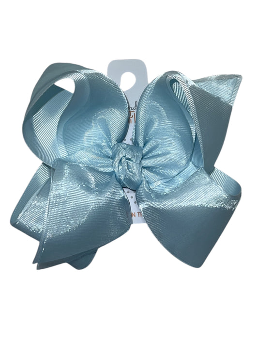 Baby Blue Layered Organza Bow On Clip