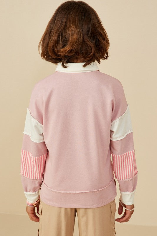 Hayden Girls Knit Rugby Shirt Blush
