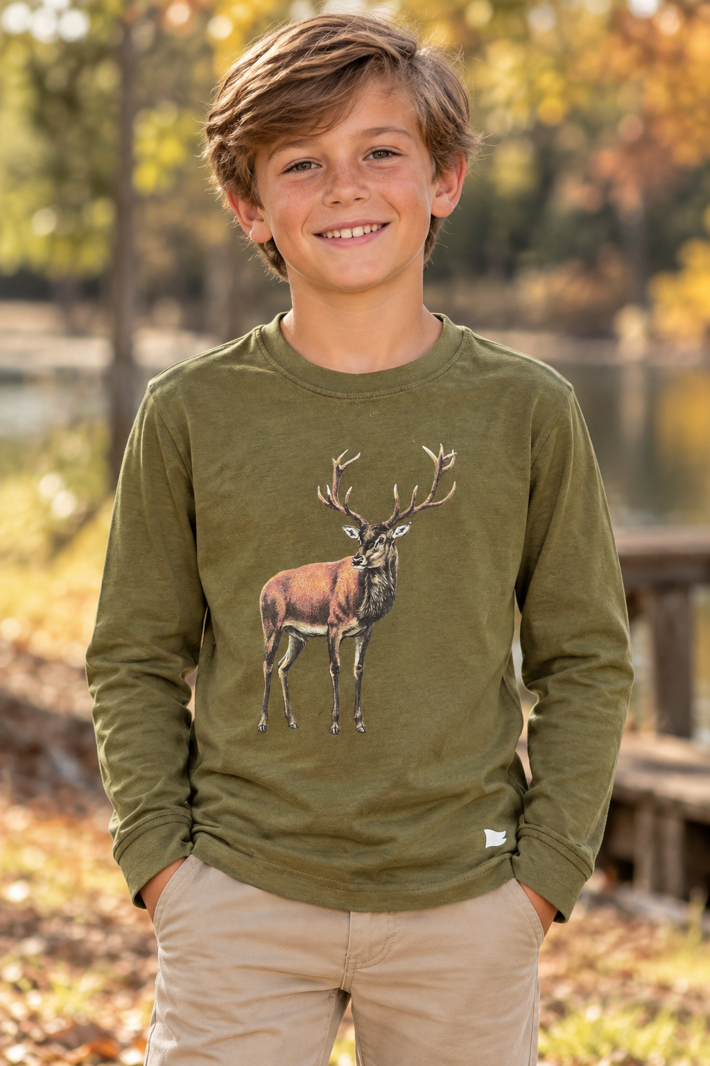 Pedal Organic Deer LS Tee - Olive