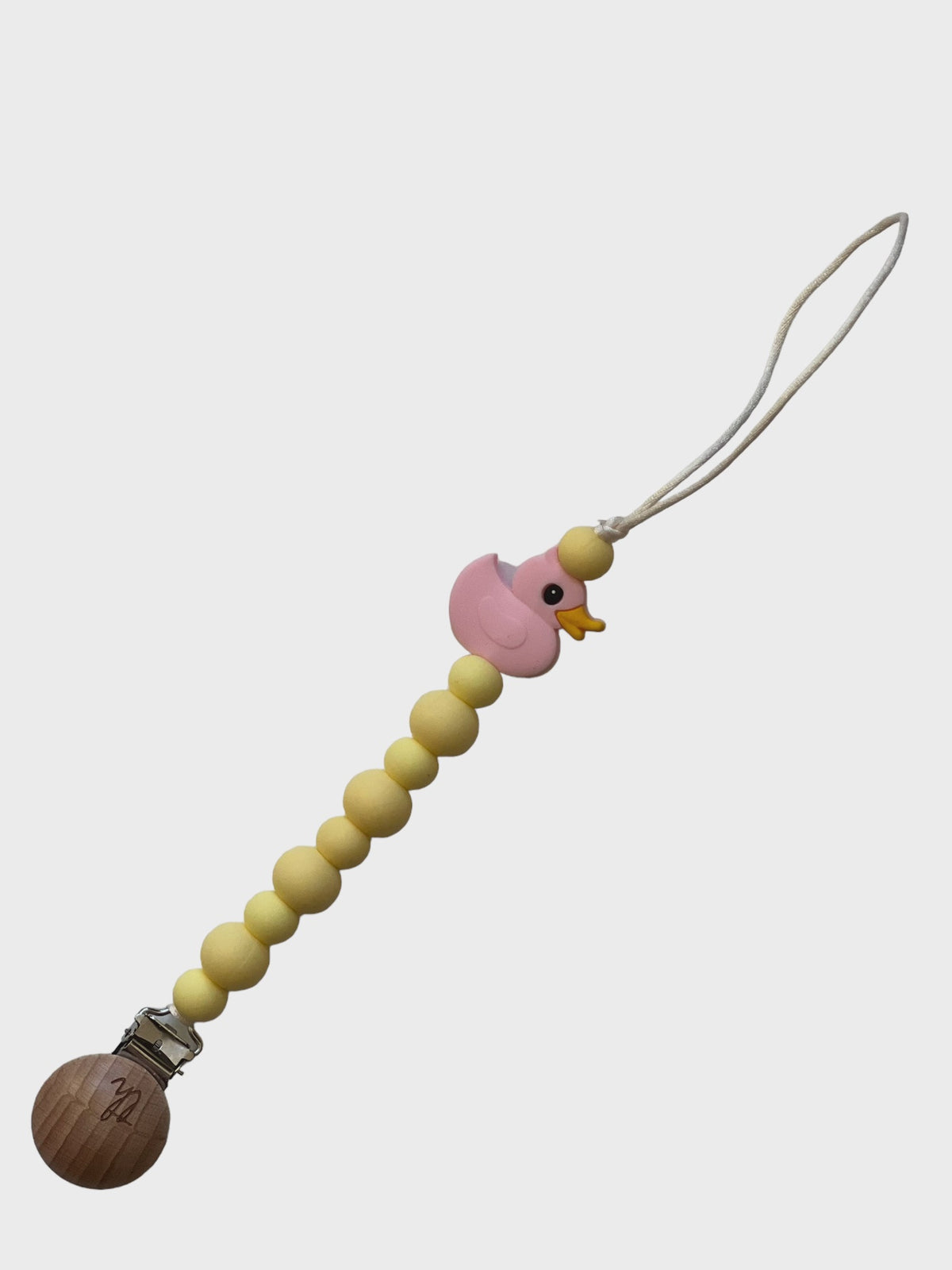Three Hearts Grande Teether Toy Clip - Duck Pink