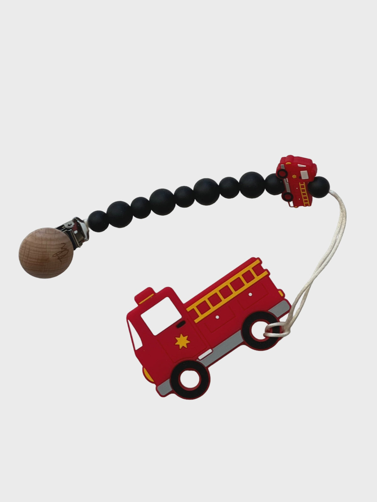 Three Hearts Teether & Clip Bundle - Fire Truck