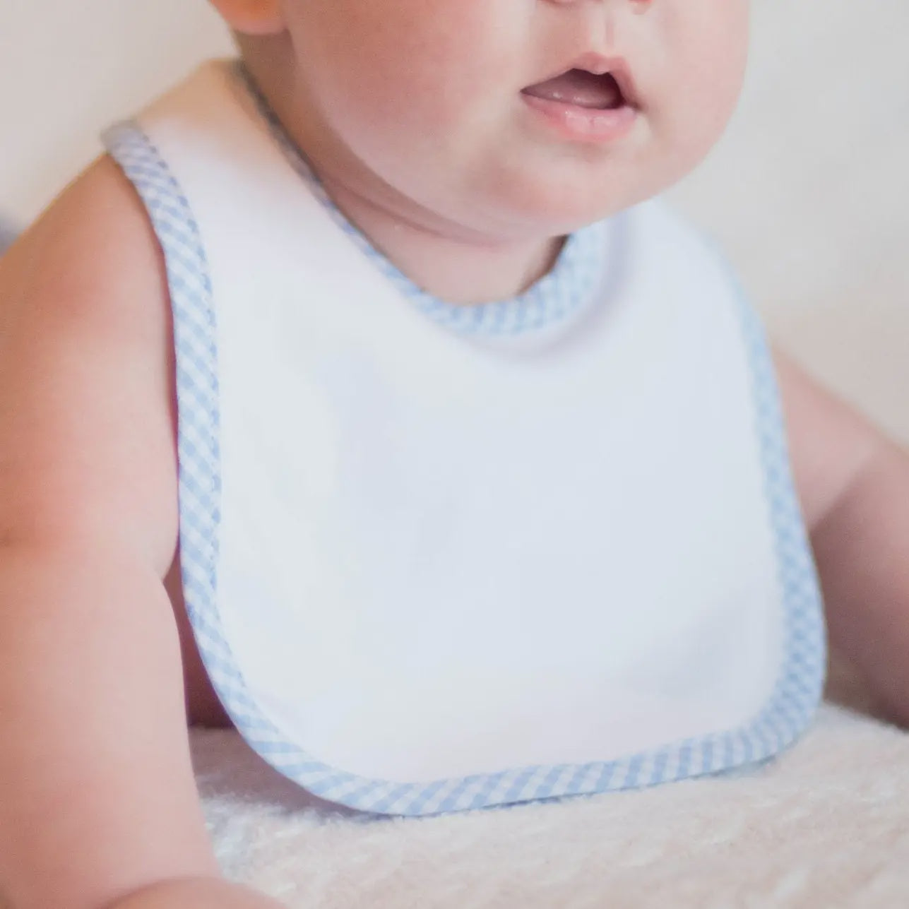 Bayou Blanks Gingham Trim Bib - Blue