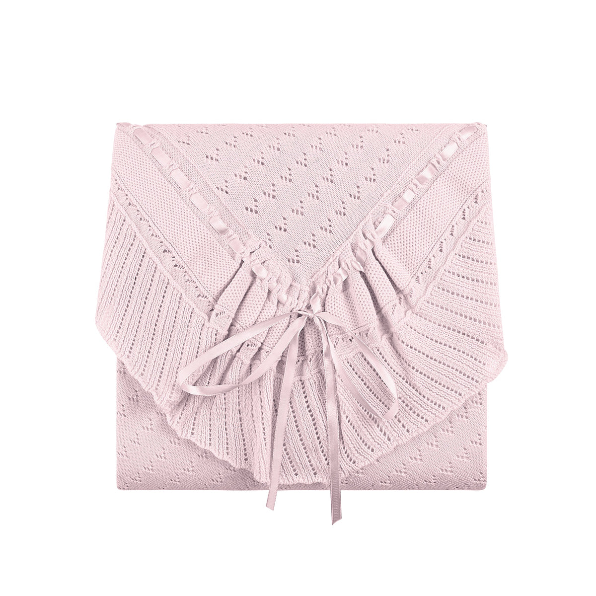 Feltman Brothers Pointelle Knit Ruffle Blanket - Pink