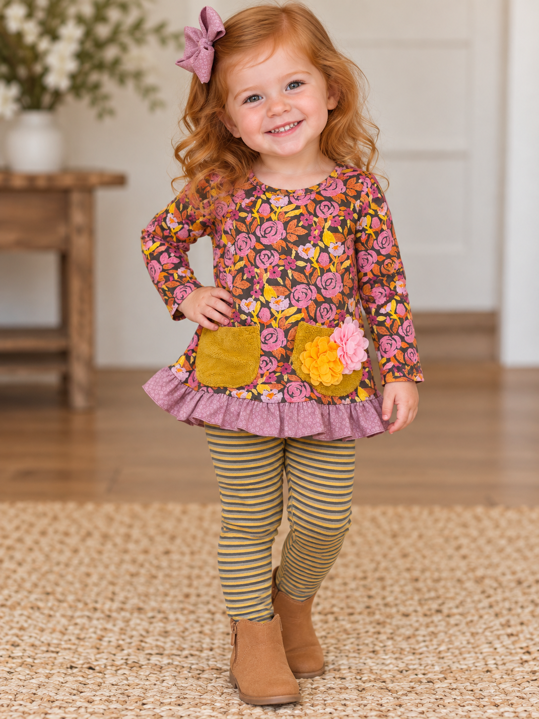 Zara Rose Garden Ruffle Tunic and Leggings Set