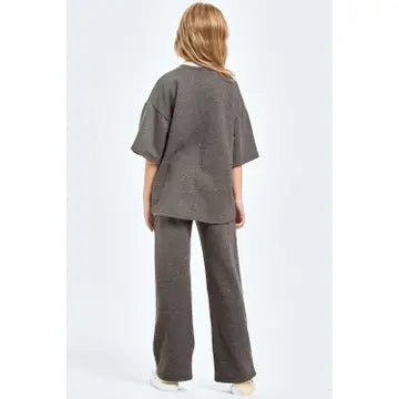 Good Girl Cotton French Terry Pant Set - Lt Grey