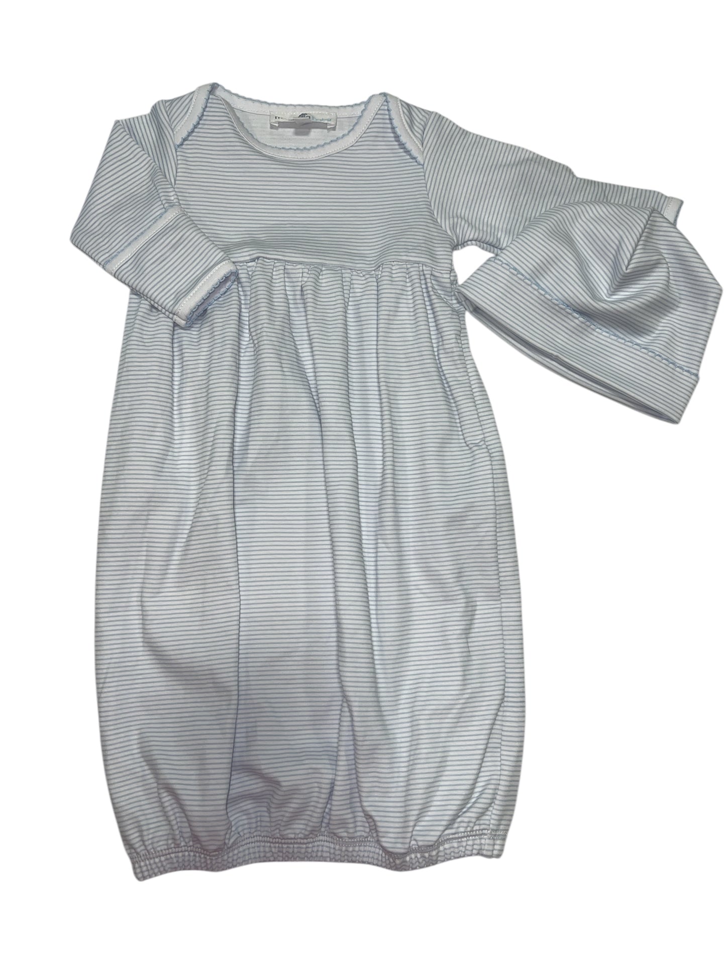 MB Blue Stripes Gathered Gown W/ Hat