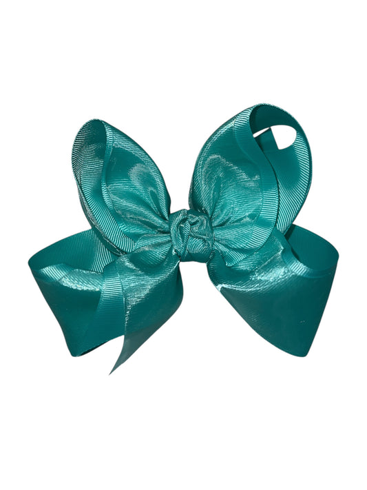 Aquamarine Layered Organza Bow On Clip