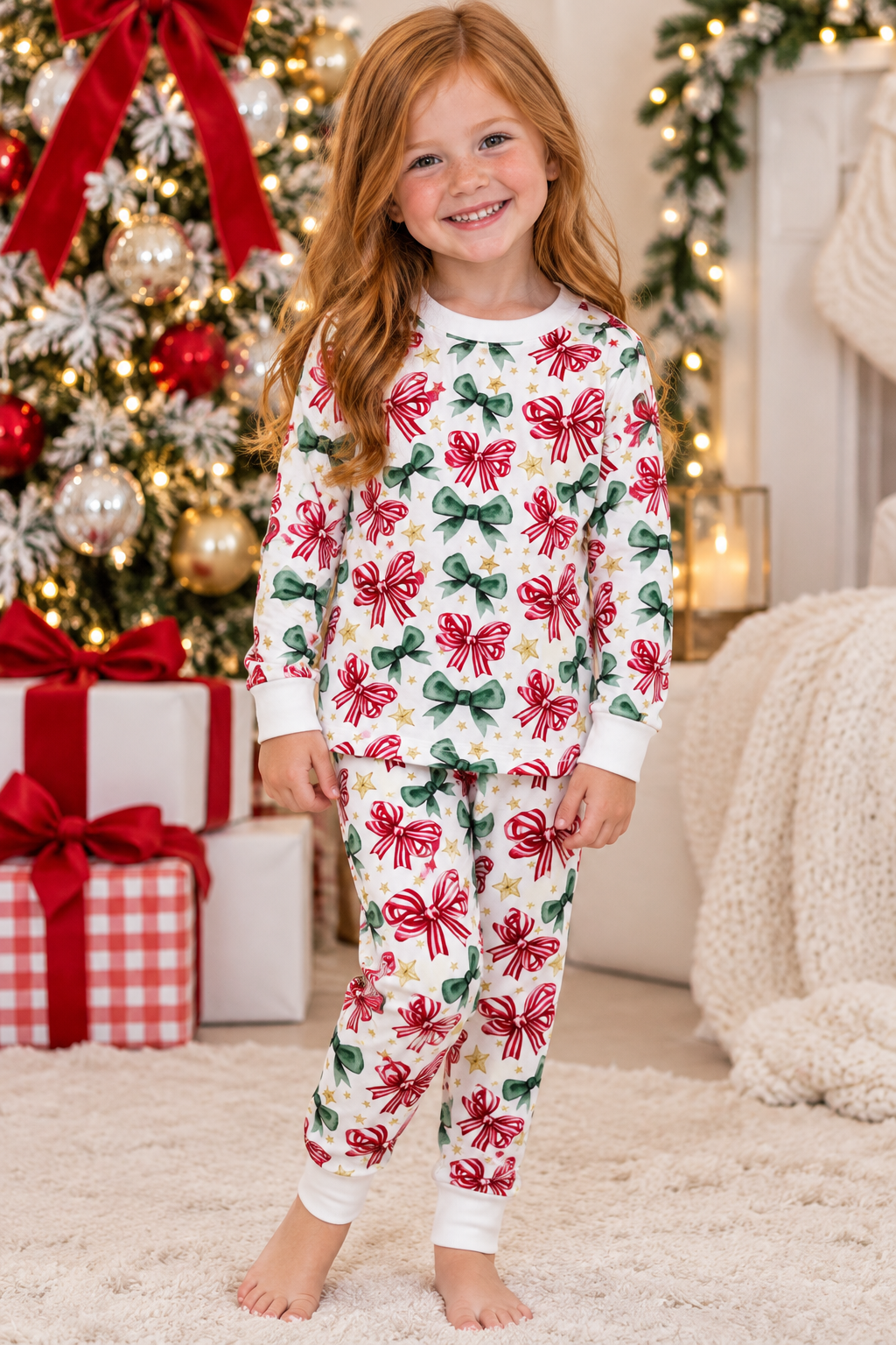 Belle Cher Old Fashioned Christmas Bows Bamboo Pajamas
