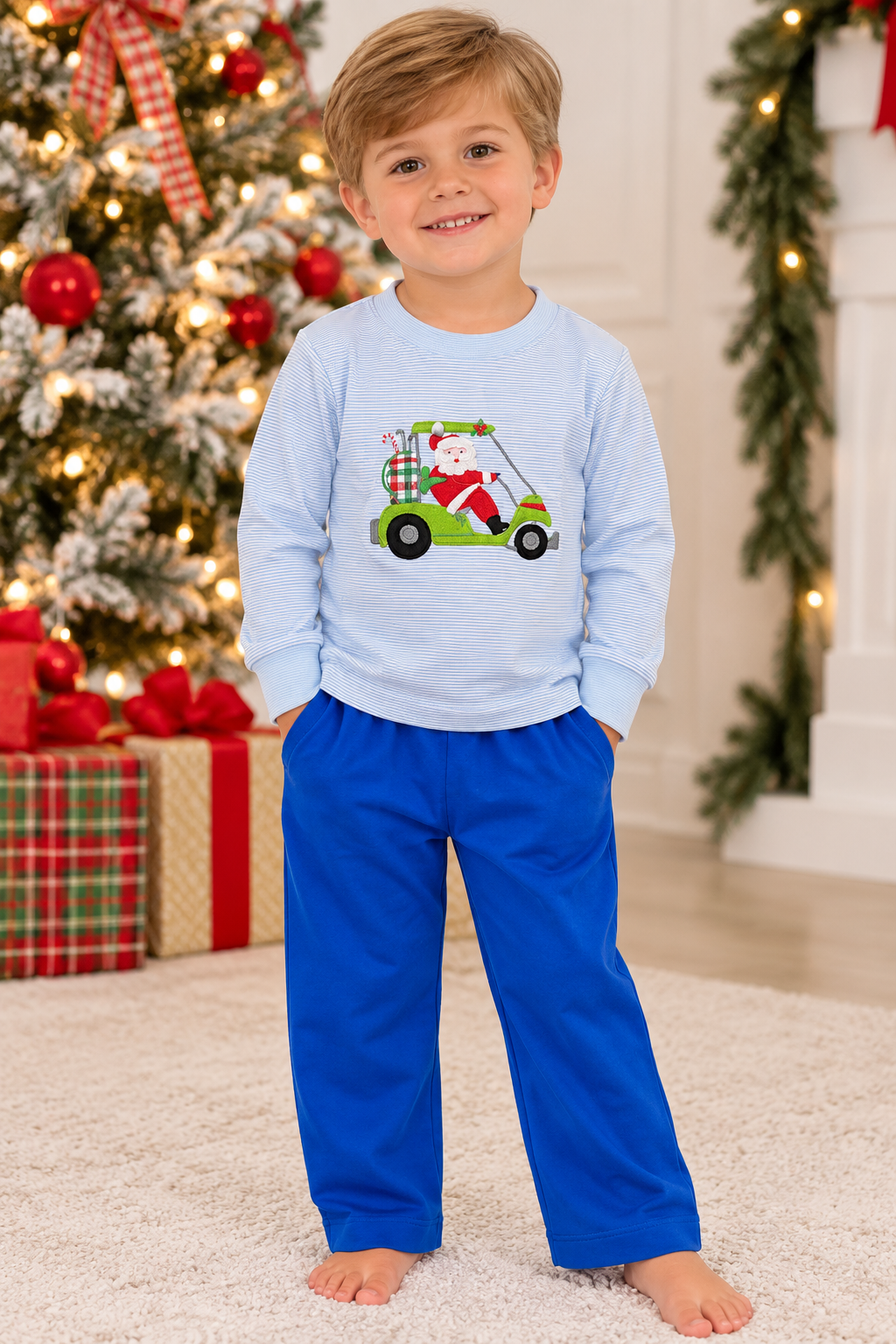 Squiggles Tee Time For Santa Pant Set - Boys
