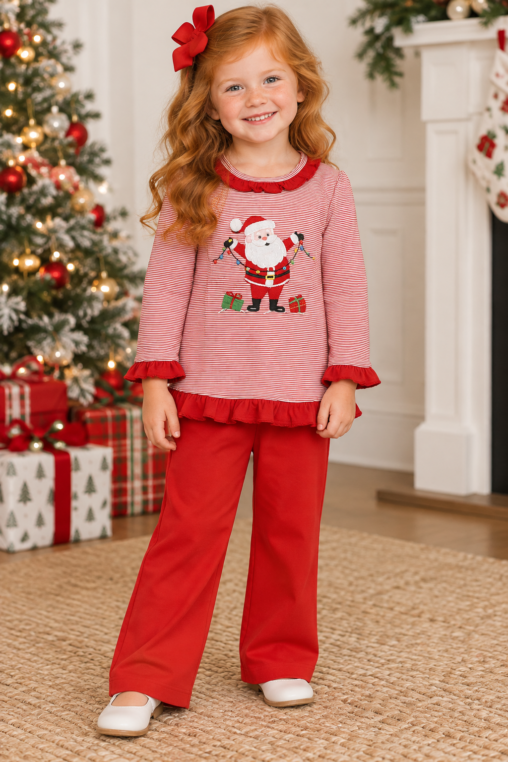 Squiggles Twinkling Santa Pants Set