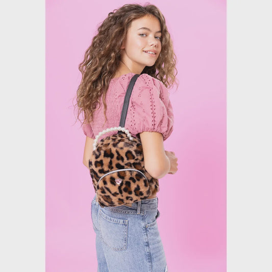OMG Leopard Plush Micro Mini Backpack