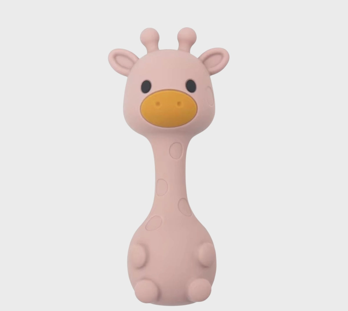 Three Hearts BPA All Silicone Giraffe Rattle - Misty Rose