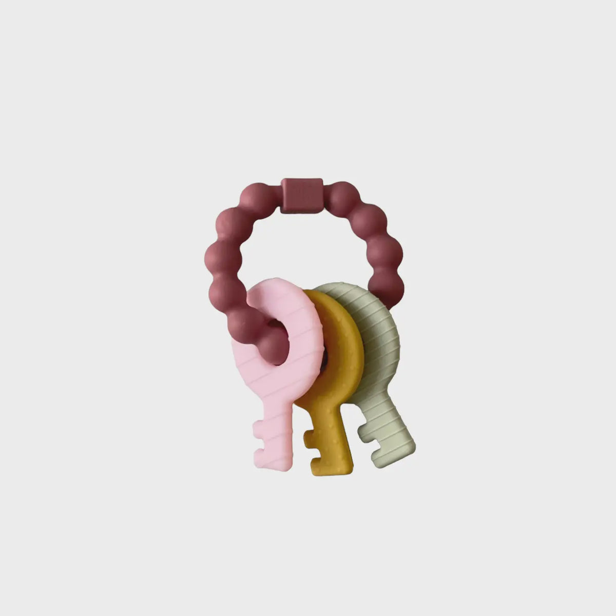 Three Hearts Key Rattle Teether - Mauve