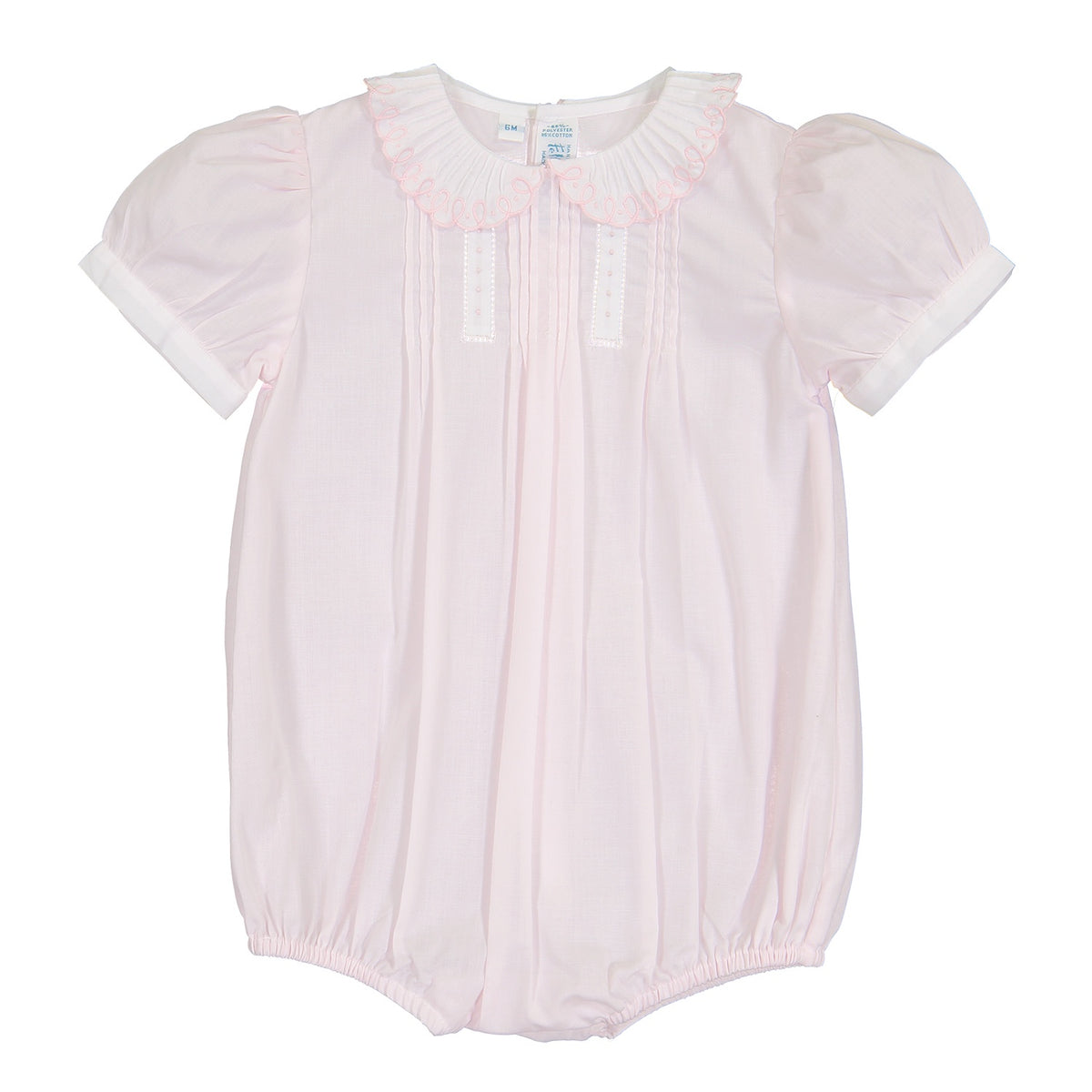 Feltman Brothers Pink/White Girls Vintage Scalloped Collar Romper