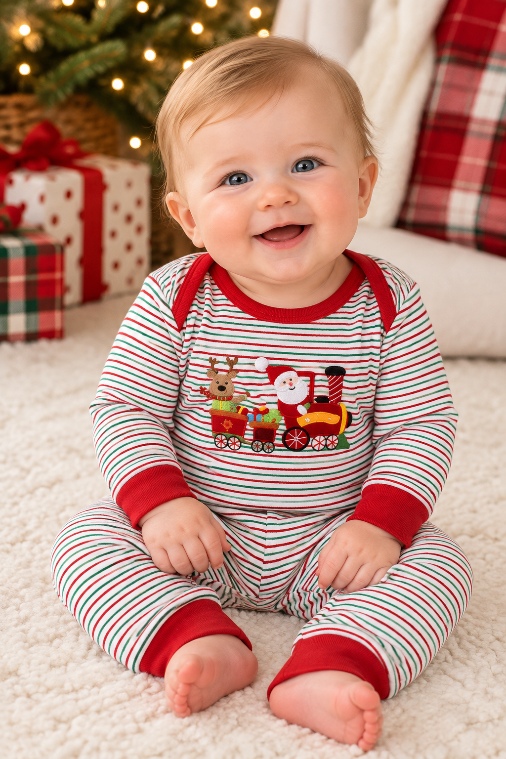 Squiggles Coal Train Christmas LS Two Pc Set - Infant