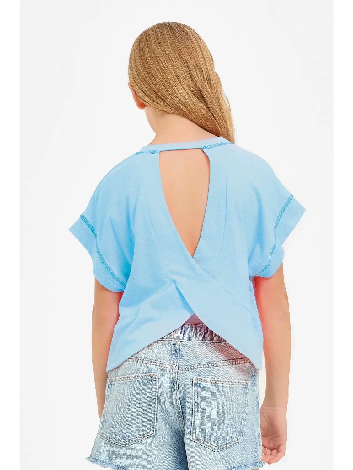 Good Girl Overlap Open Back Top - Aqua
