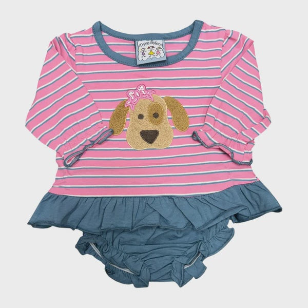 Three Sisters Puppy Applique Bloomer Set