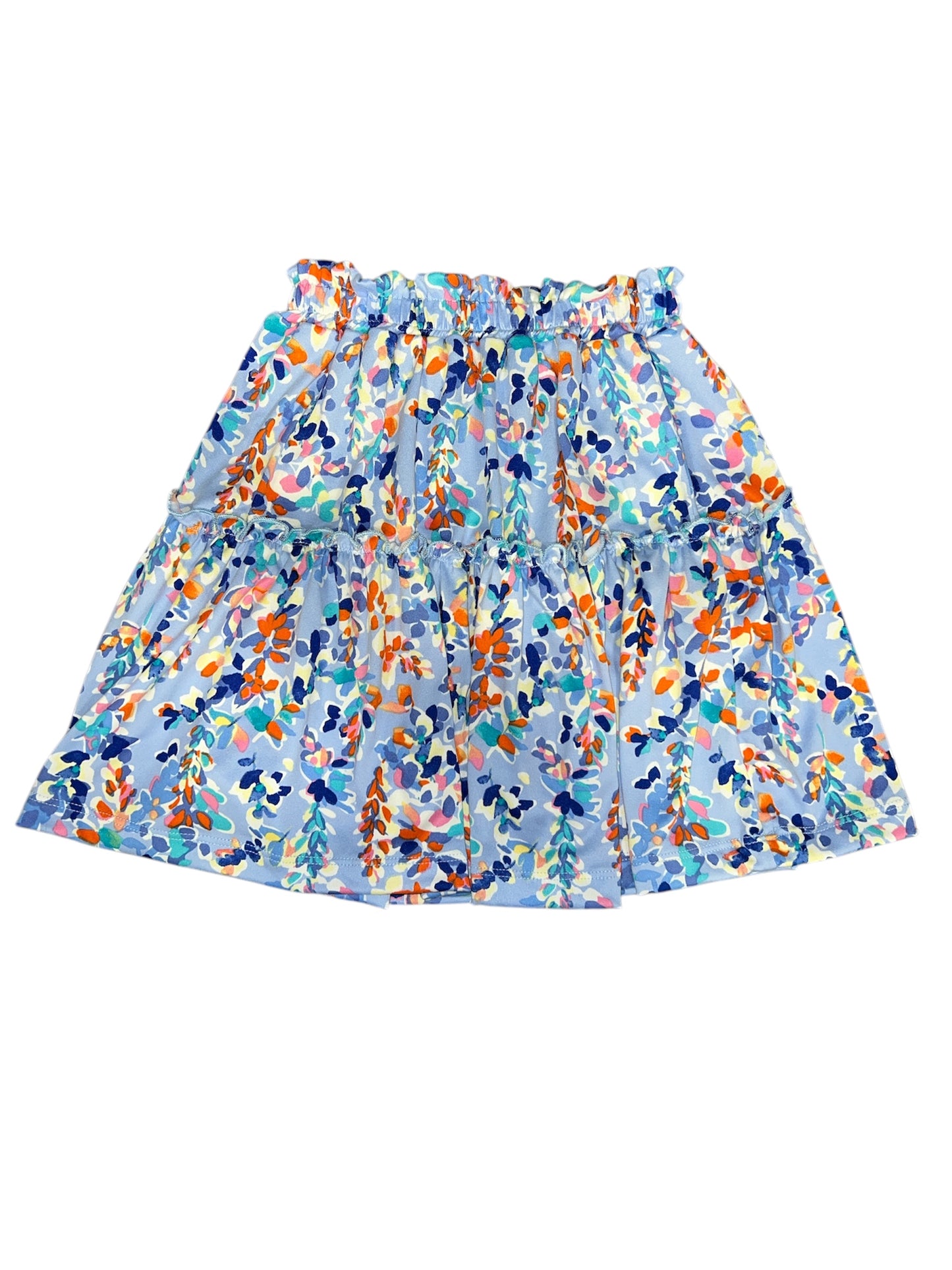 Vera Linear Blue Floral Two Tier Skirt