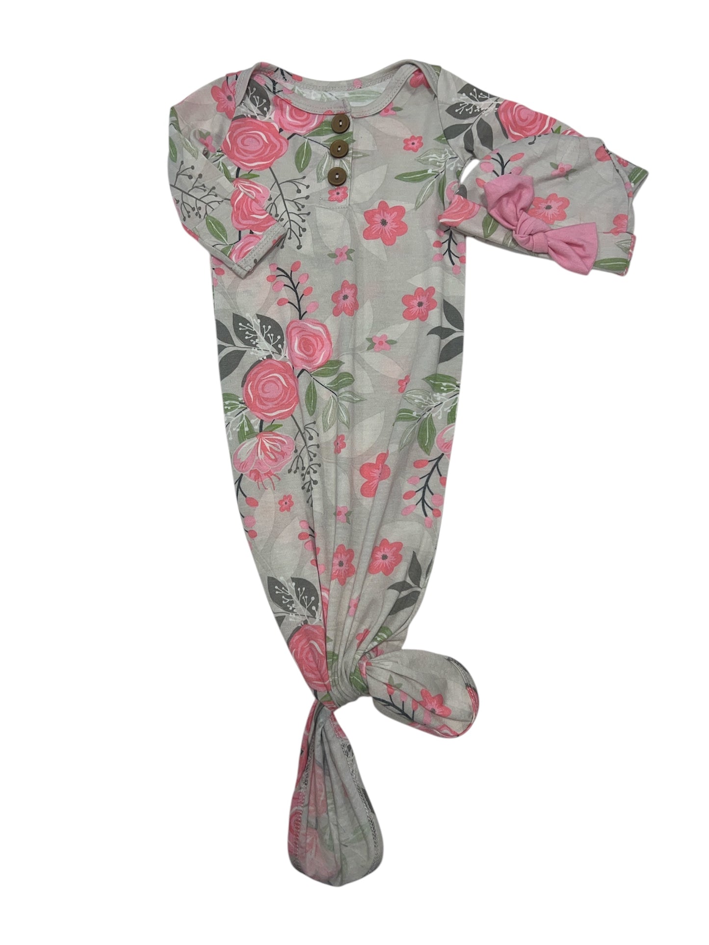 JM Floral Knotted Gown W/ Hat