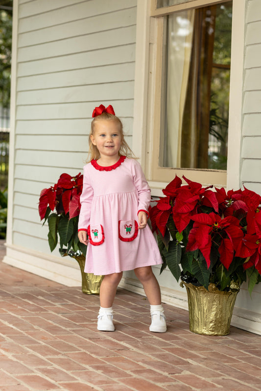 Trotter Street Kids Candy Cane Embroidery Dress