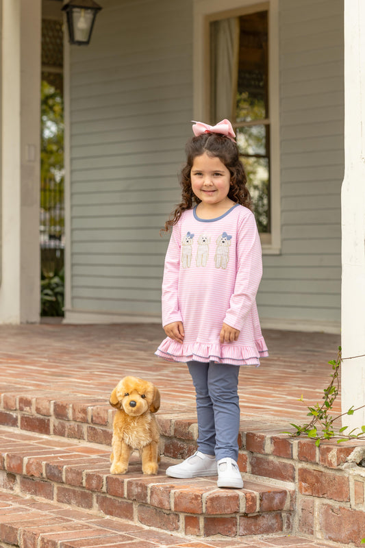 Trotter Street Kids Dog Ruffle Pants Set