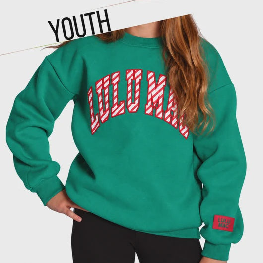 Lulu Mac Youth Candy Cane Sweatshirt - Green