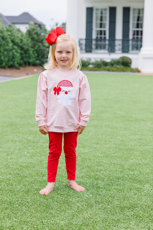 Trotter Street Kids - French Terry Pullover Santa - Light Pink