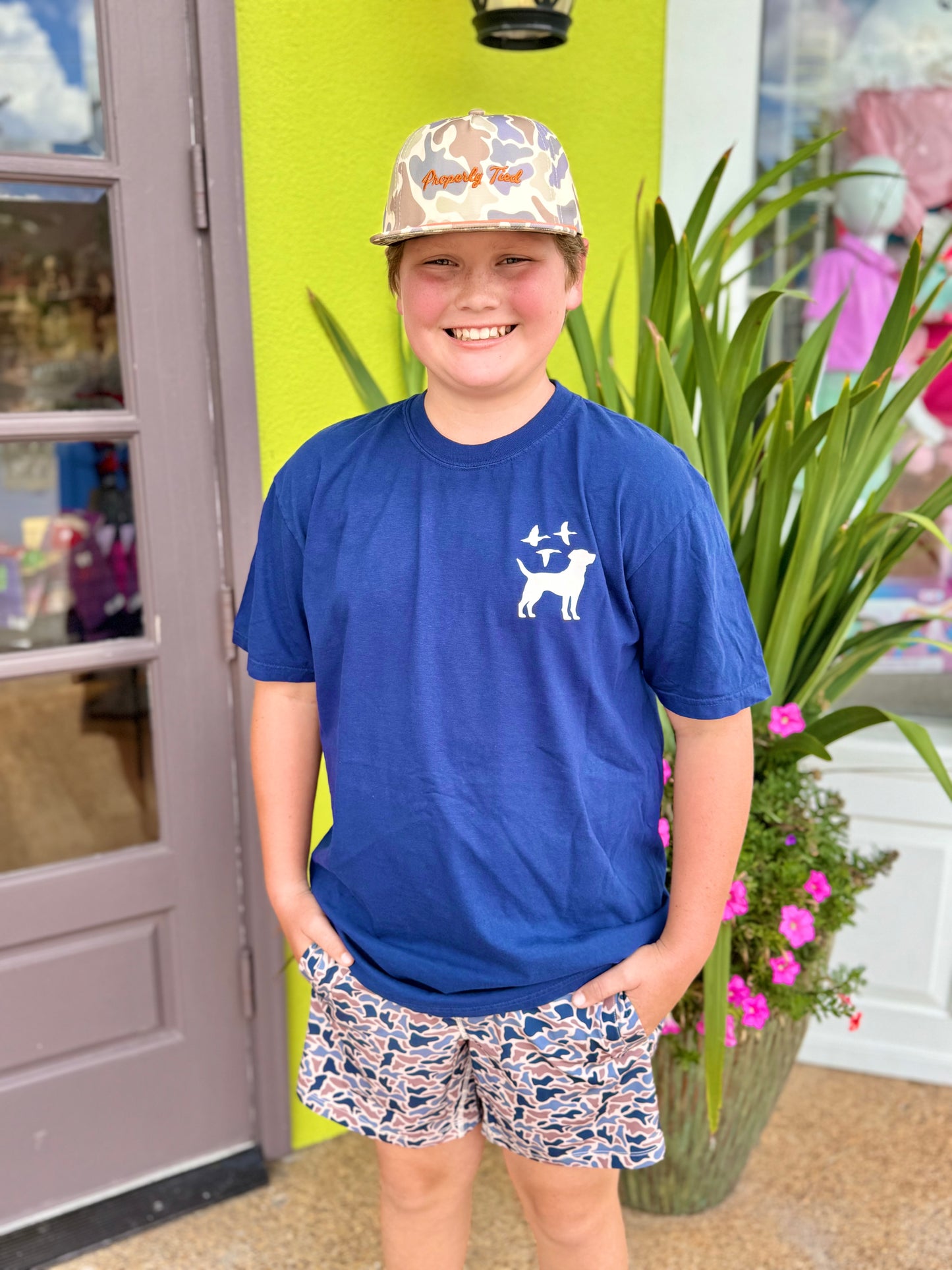 Life in the South Camo Dog T shirt - Navy