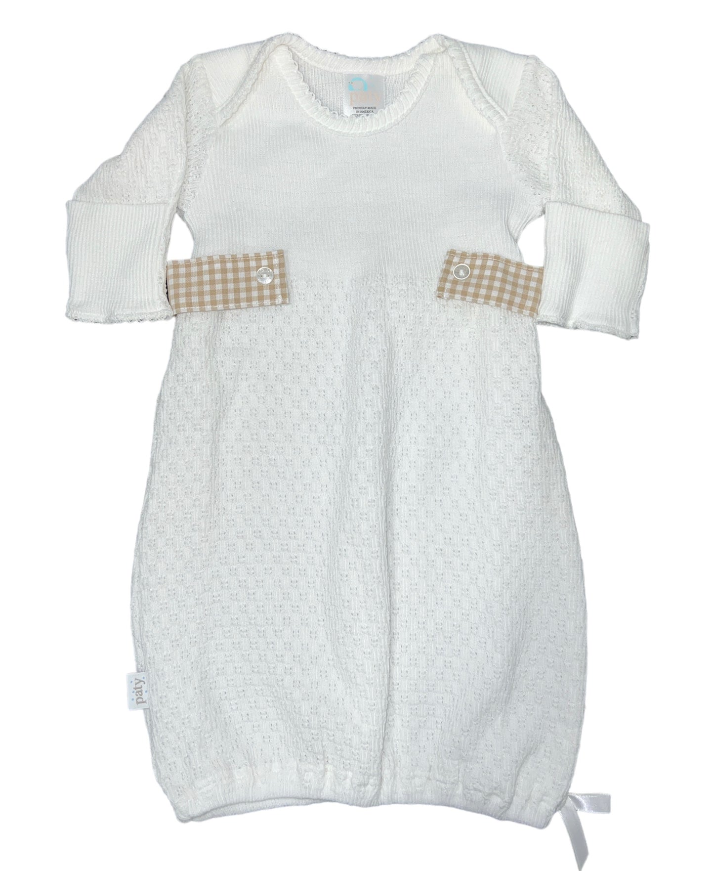LS Gown w/ Khaki Gingham Side Tabs