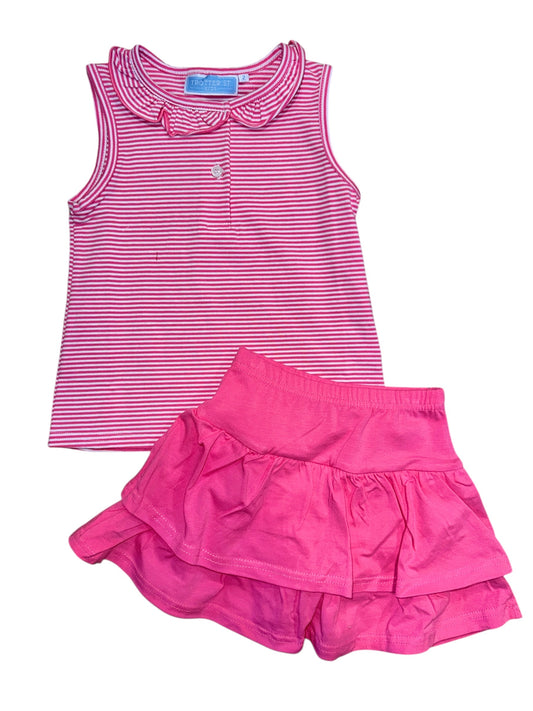 Trotter Street Kids Nora Tank- Pink Stripe w/Rosemary Skort Pink