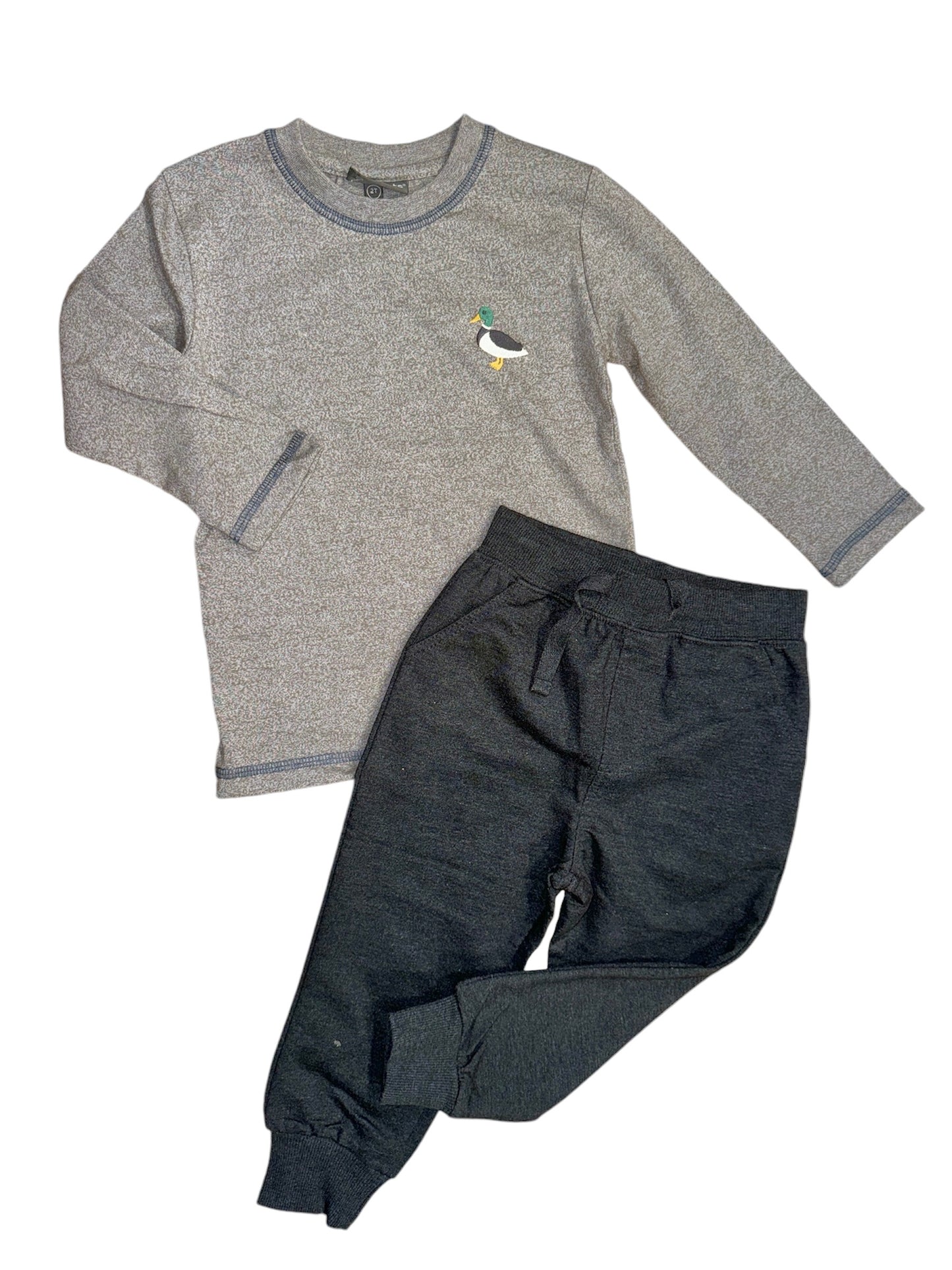 Boys Charcoal Terry Pant W/ Cuff