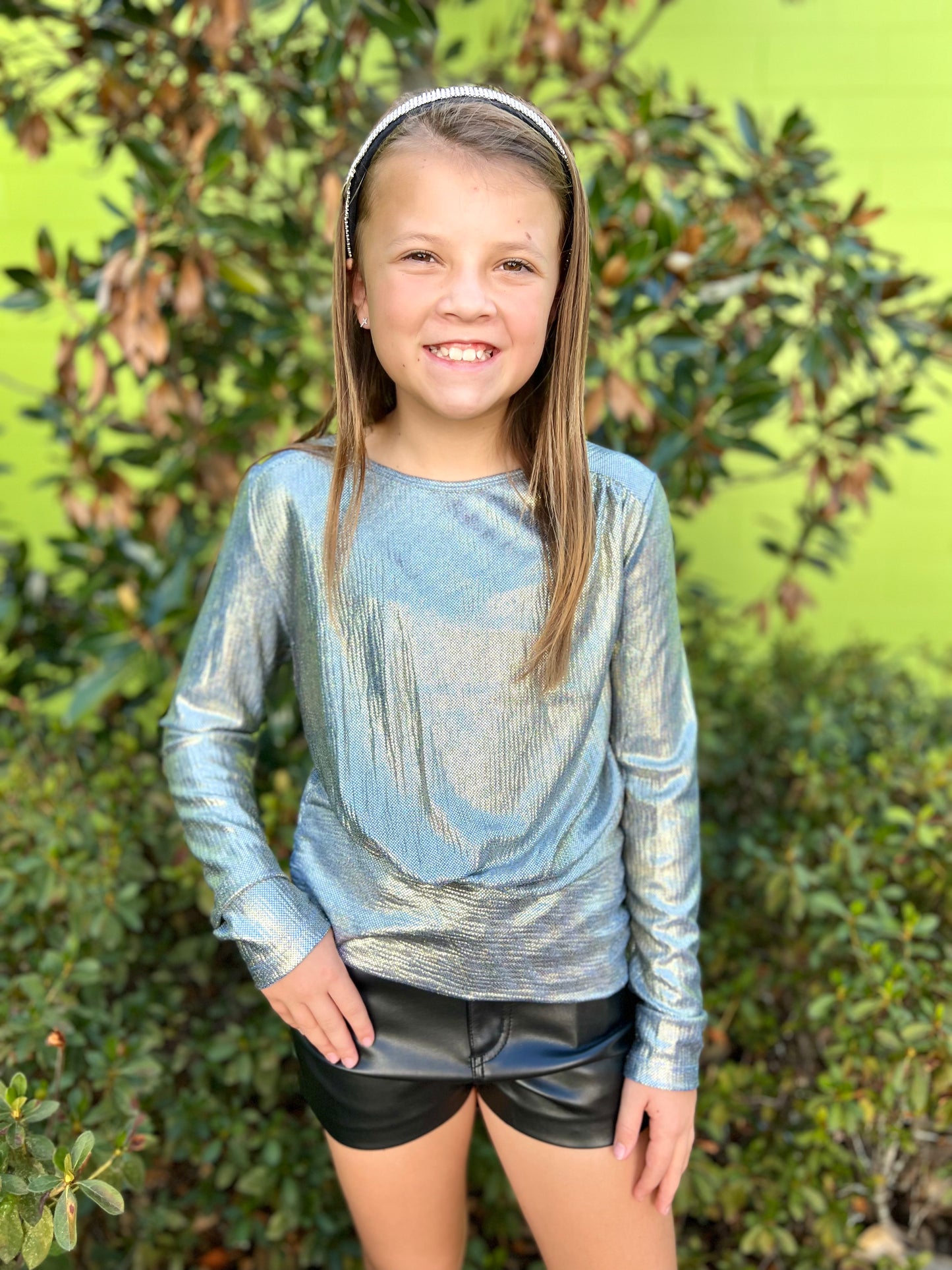 Shimmer Top w/Asymmetric Band