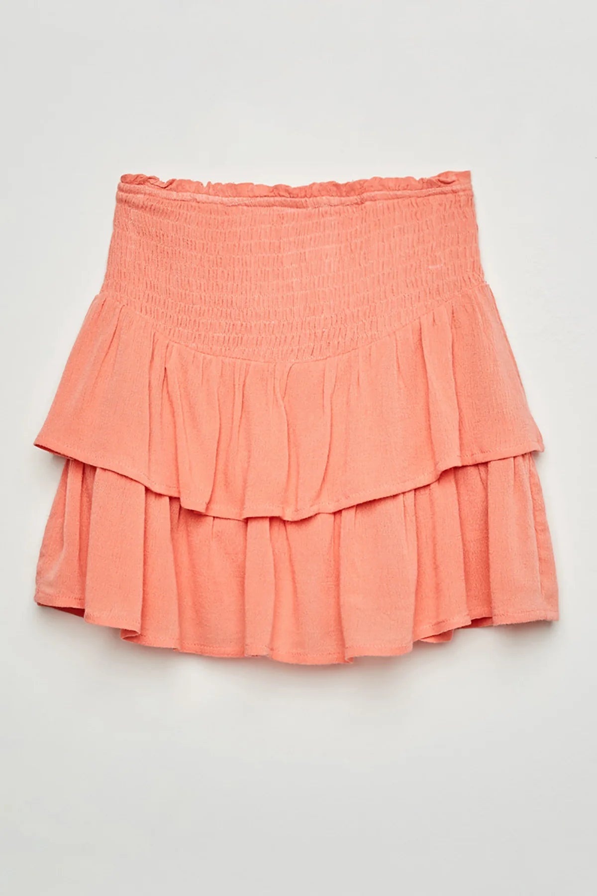 Hayden Girls Smocked Ruffle Tiered Mini Skirt - Blush