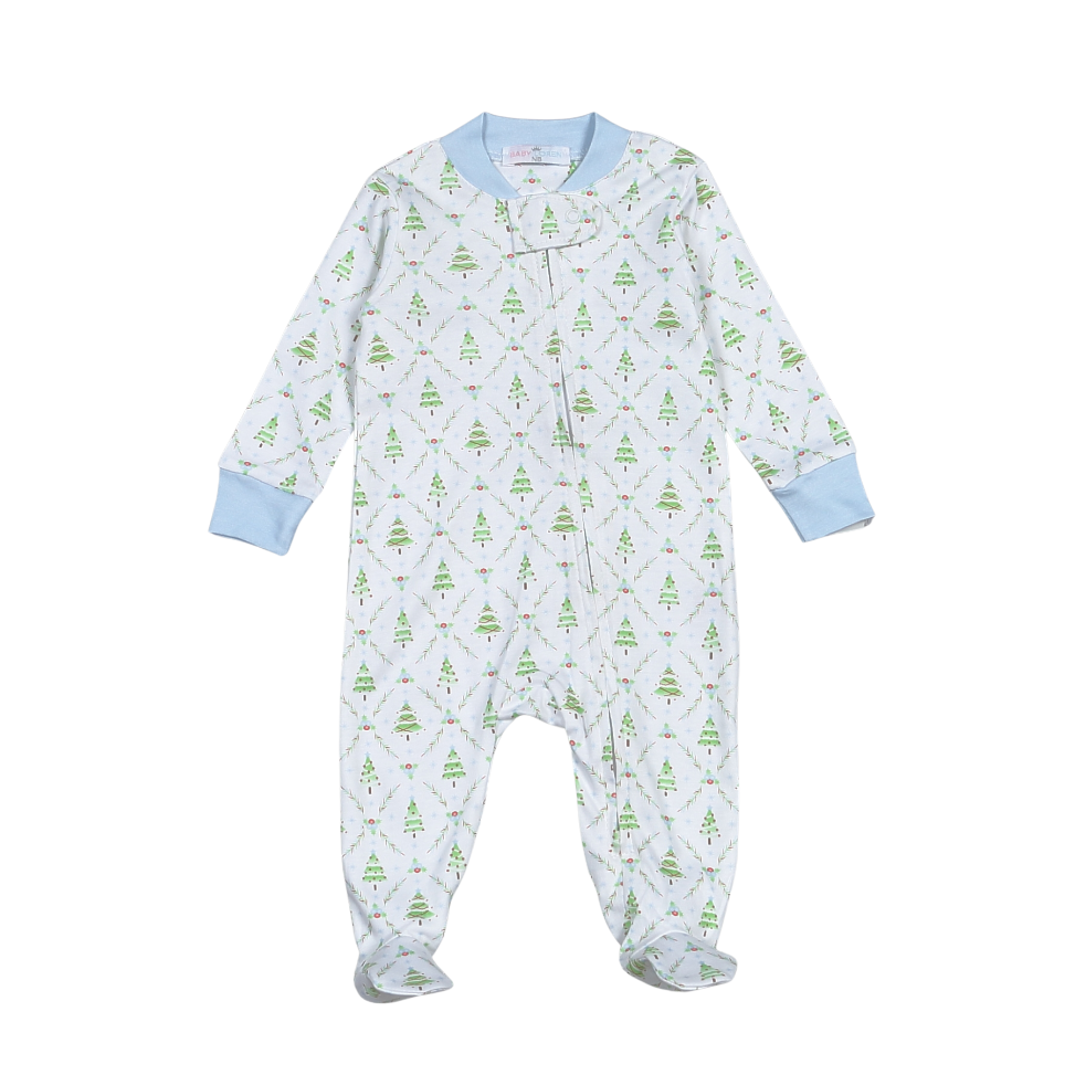 Baby Loren Holly Night Pima Zipper Footie - Boy