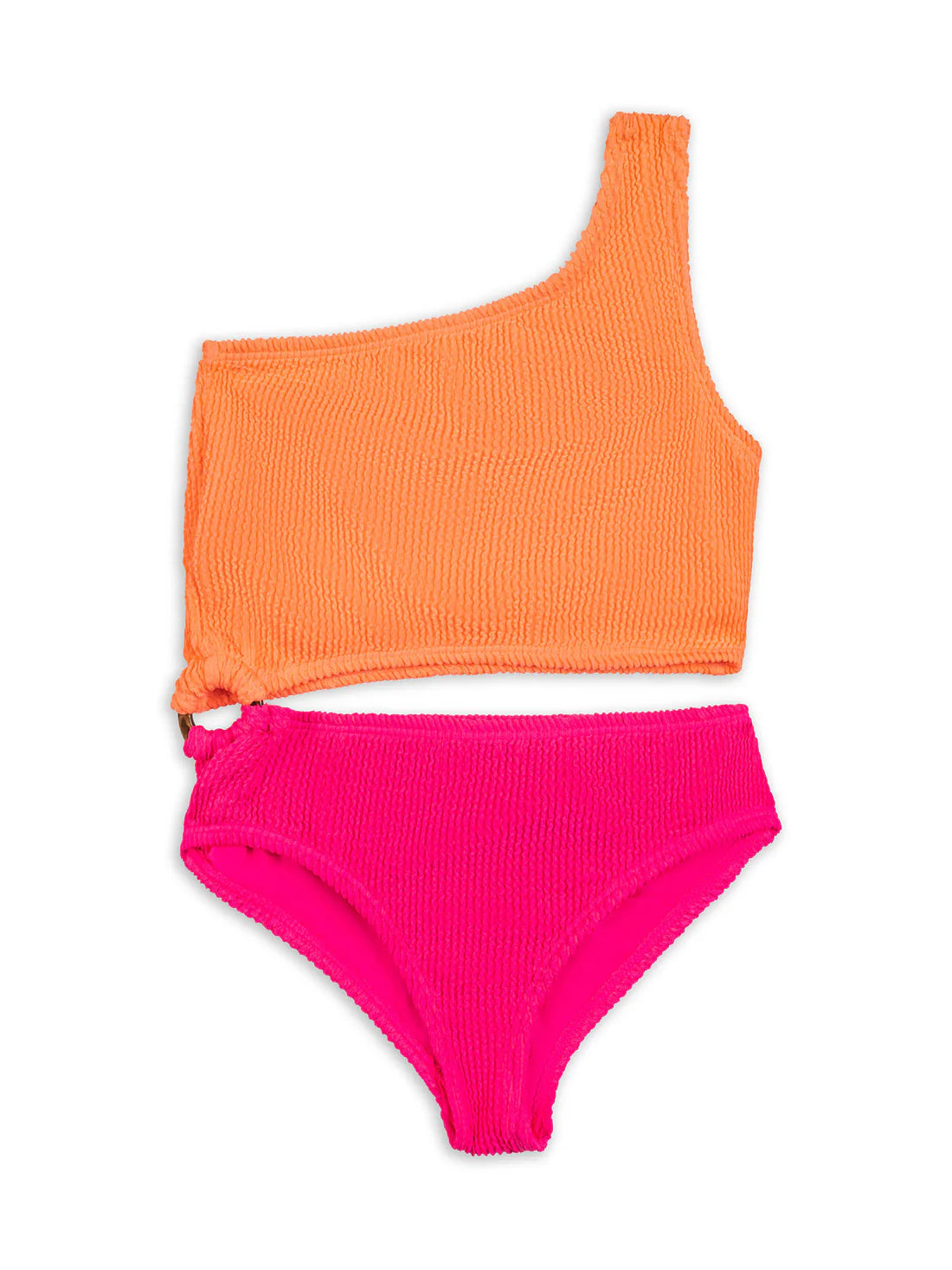 Dina Crinkle Side Cutout One Piece Swimsuit Watermelon/Lipstick