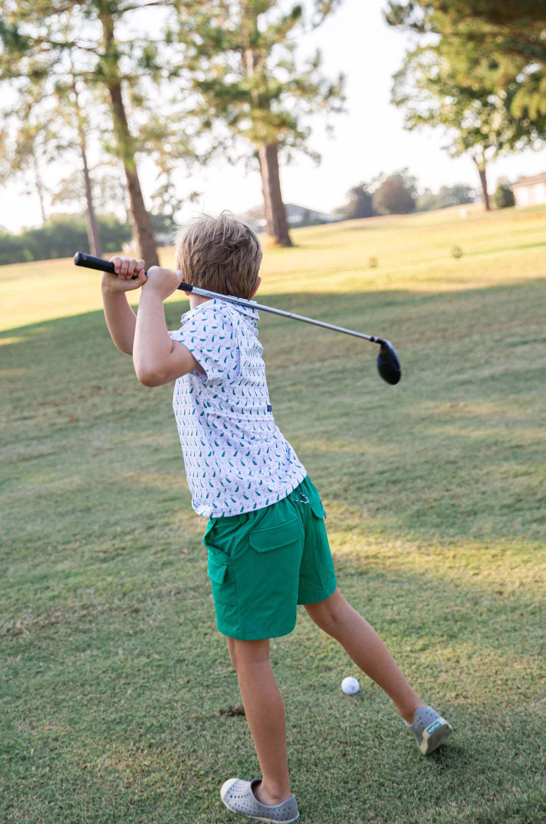 Prodoh Boys Short Sleeve Pro Performance Polo Golf Print White